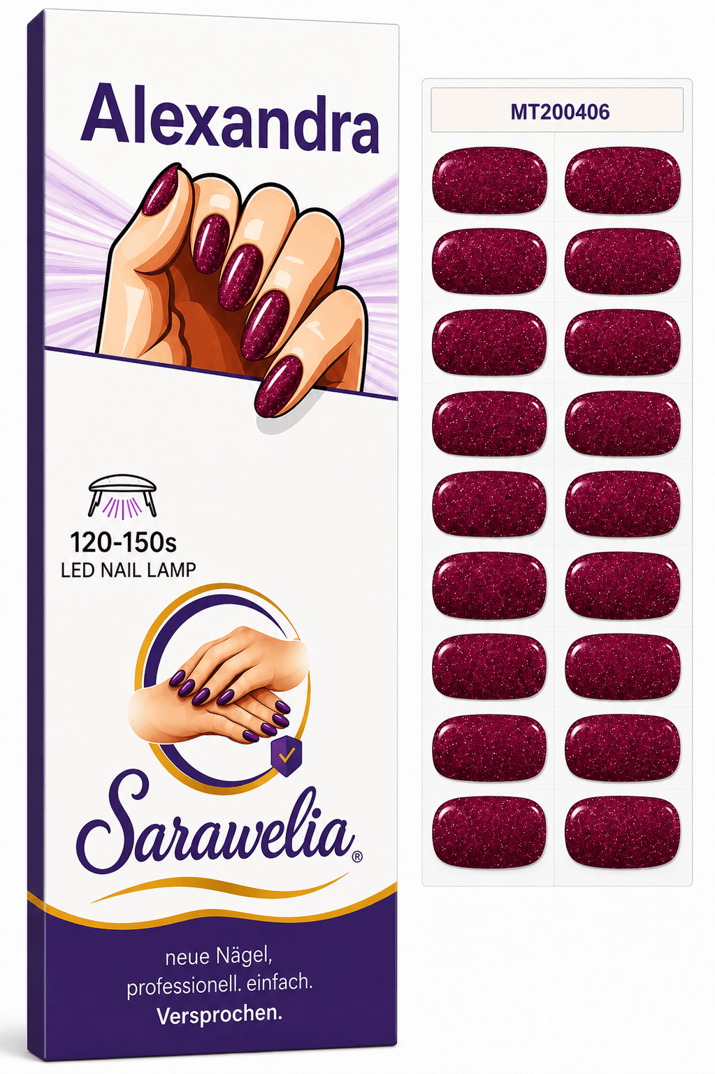 Sarawelia UV Nagelfolie Alexandra – 20 UV Nagelfolien