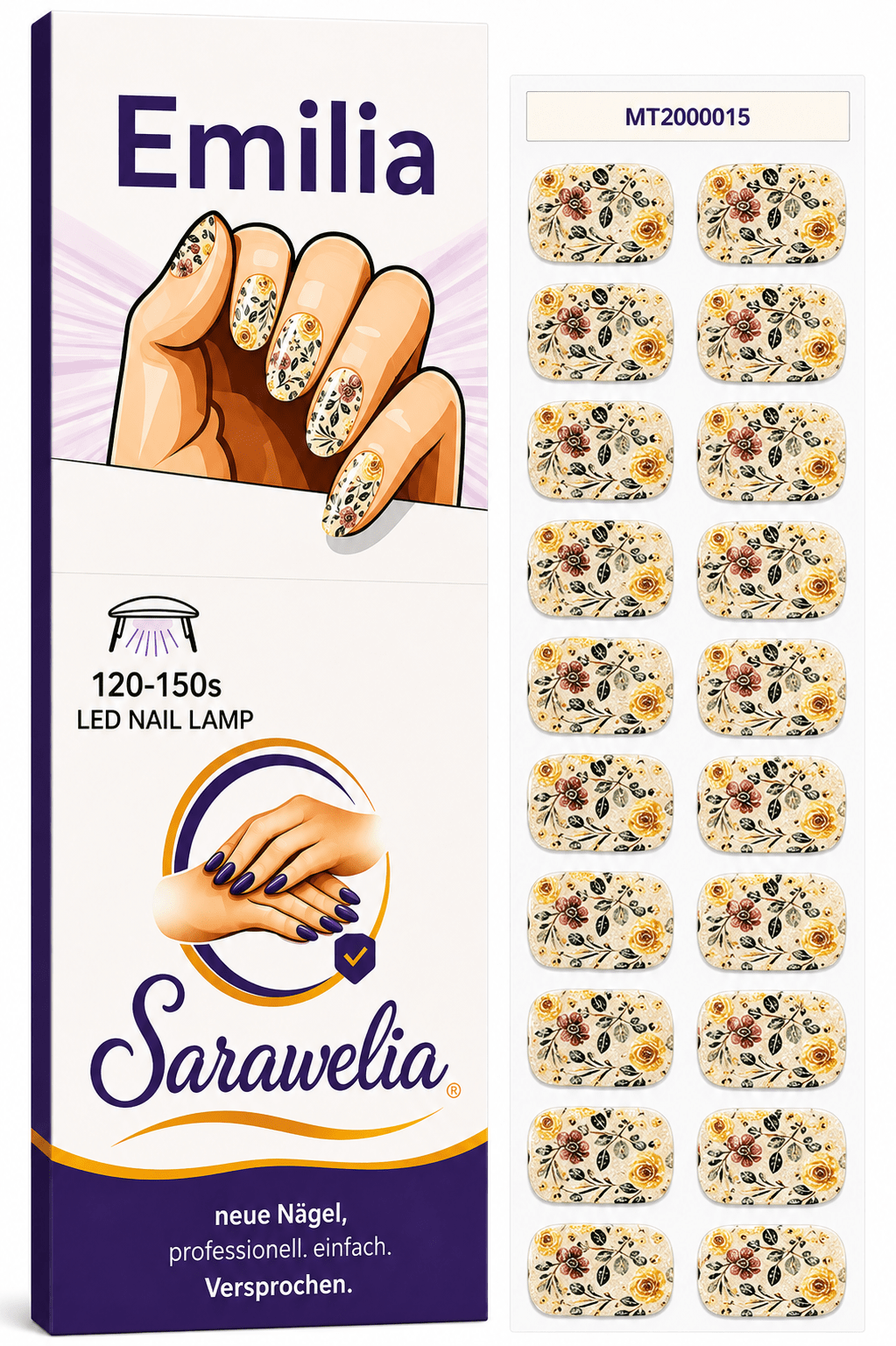 Sarawelia UV Nagelfolie Emilia – 20 UV Nagelfolien
